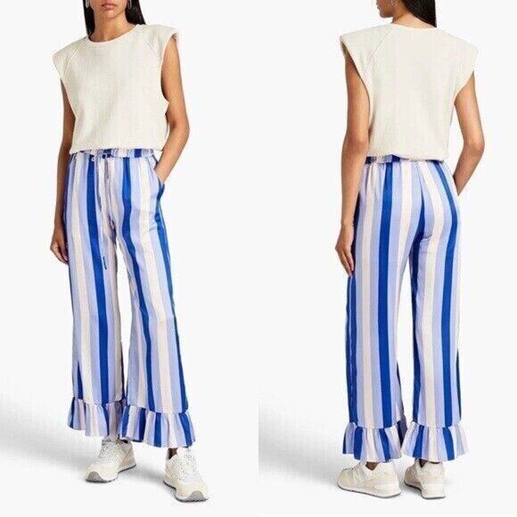 Baum Und Pferdgarten NWT Women's Nelwin Silk Satin Striped Blue Pants 8 - Picture 1 of 5
